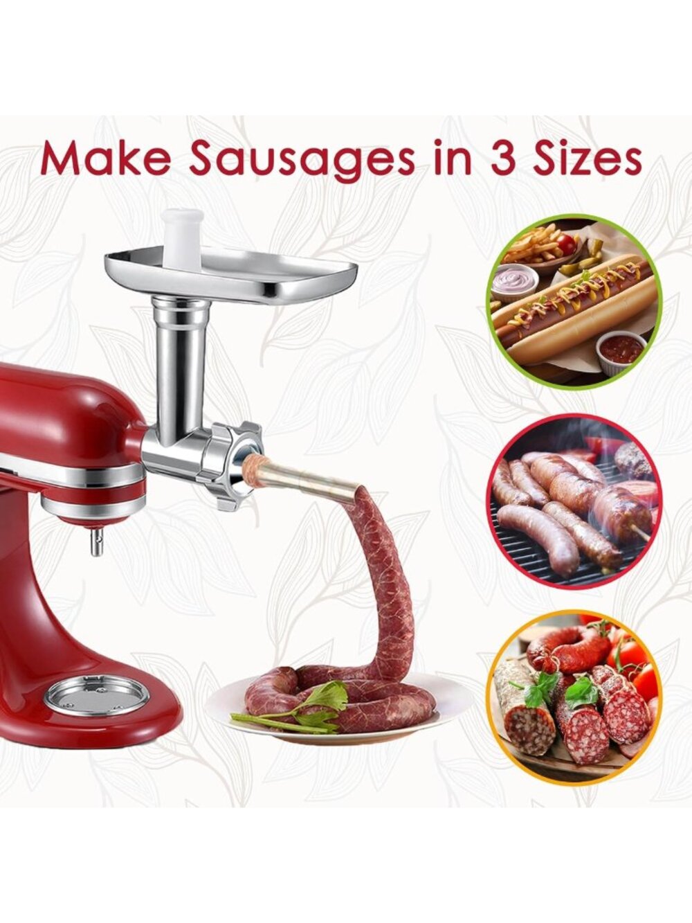 Versatile Metal Meat Grinder Attachment for Kitchen Mixers | Sausage Stuffer - Picture 3 of 7